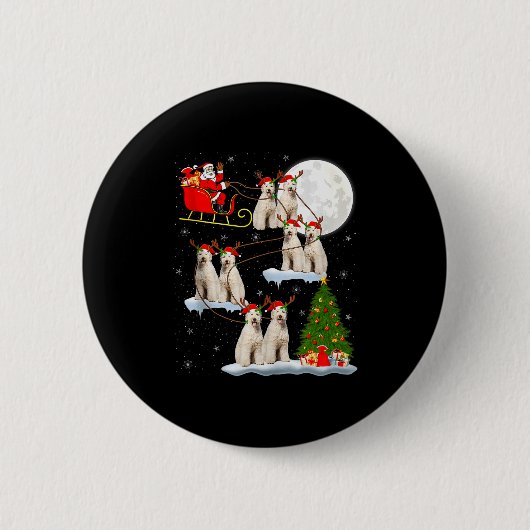 Labradoodle Dog Santa Sleigh Flying Funny Magical  Ronde Button 5,7 Cm (Voorkant)