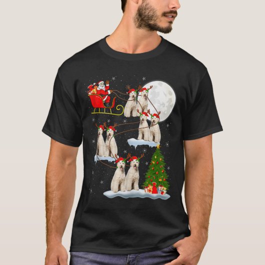 Labradoodle Dog Santa Sleigh Flying Funny Magical  T-shirt (Voorkant)