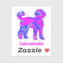 Labradoodle Dog Silhouette Crazy Hot Pink Sticker