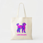 Labradoodle Dog Silhouette Crazy Hot Pink Tote Bag (Voorkant)