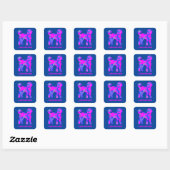 Labradoodle Dog Silhouette Crazy Hot Pink Vierkante Sticker (Vel)