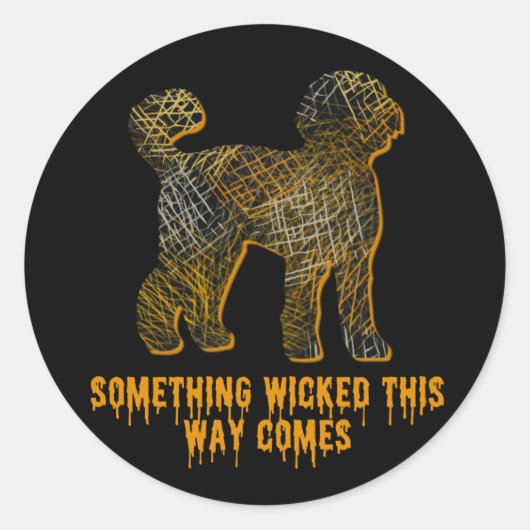 Labradoodle Dog Silhouette Fun Halloween Ronde Sticker (Voorkant)
