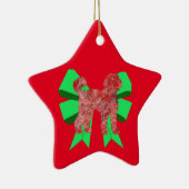 Labradoodle Dog Silhouette Green Bow Kerstmis Keramisch Ornament (Rechts)