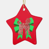 Labradoodle Dog Silhouette Green Bow Kerstmis Keramisch Ornament (Links)