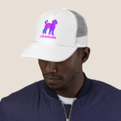 Labradoodle Dog Silhouette Hot Pink & Blue Trucker Pet (In situ)