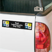 Labradoodle Dog Silhouette Yellow & Blue Grid Bumpersticker (Op Truck)