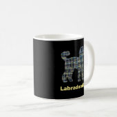 Labradoodle Dog Silhouette Yellow & Blue Grid Koffiemok (Voorkant rechts)