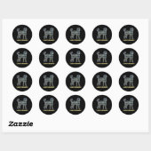 Labradoodle Dog Silhouette Yellow & Blue Grid Ronde Sticker (Vel)