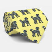 Labradoodle Dog Silhouette Yellow & Blue Yellow Stropdas (Opgerold)