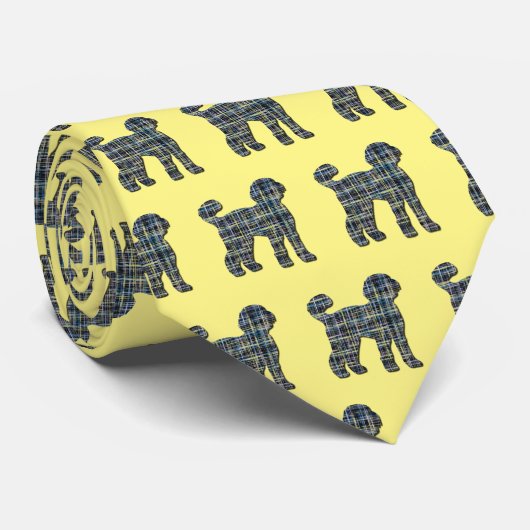 Labradoodle Dog Silhouette Yellow & Blue Yellow Stropdas (Opgerold)