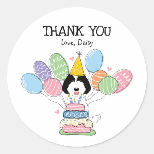 Labradoodle Dog Verjaardagsfeestje Favor Tags Stic Ronde Sticker
