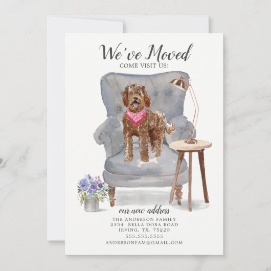 Labradoodle Dog | Verplaatsingsaankondiging Aankondiging (Voorkant)