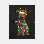 Labradoodle Dog Xmas Lighting Santa Labradoodle Ch Fleece Deken (Voorkant)
