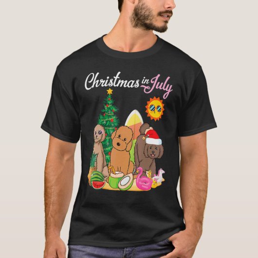 Labradoodle Dogs Merry Kerstmis in juli Mothe T-shirt (Voorkant)
