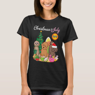 Labradoodle Dogs Merry Kerstmis in juli Mothe T-shirt