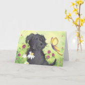 Labradoodle Doodle Dog / Birthday Card Kaart (Gele Bloem)