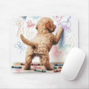 Labradoodle Doodling op een muur Muismat
