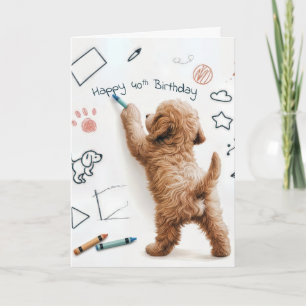 Labradoodle Doodling voor 40e verjaardag Kaart