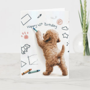 Labradoodle Doodling voor 45ste verjaardag Kaart