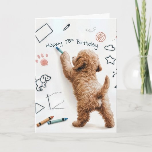 Labradoodle Doodling voor 75ste verjaardag Kaart (Voorkant)