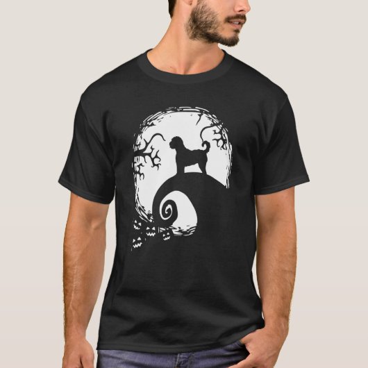 Labradoodle En Maan Halloween T-shirt (Voorkant)