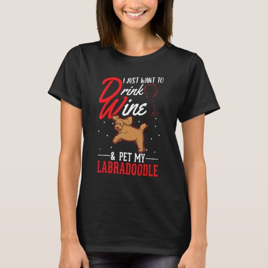Labradoodle En Wijn T-shirt (Voorkant)