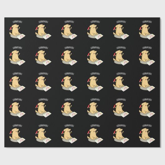 Labradoodle Funny Labrador Dog Pun Dark BG Cadeaupapier (Vlak)