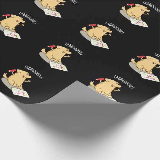 Labradoodle Funny Labrador Dog Pun Dark BG Cadeaupapier (Hoek)