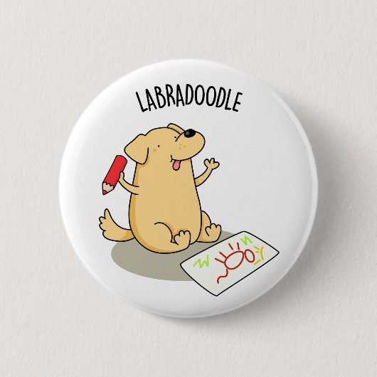 Labradoodle Funny Labrador Dog Pun Ronde Button 5,7 Cm (Voorkant)