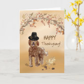 Labradoodle Funny Pilgrim Pet Thanksgiving Kaart (Gele Bloem)