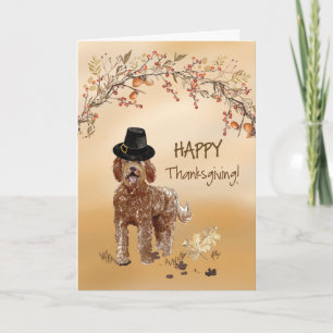 Labradoodle Funny Pilgrim Pet Thanksgiving Kaart