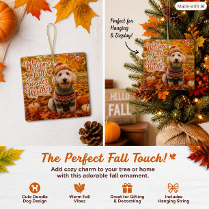 Labradoodle GezinsHond Welkom Herfst Najaar Keramisch Ornament