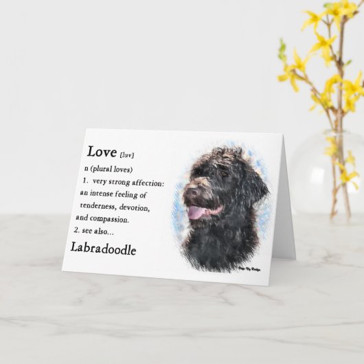 Labradoodle Gifts Kaart (Gele Bloem)