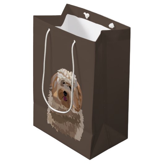 Labradoodle Goldendole Poodle Dog Pet Medium Cadeauzakje (Voorkant Gekanteld)
