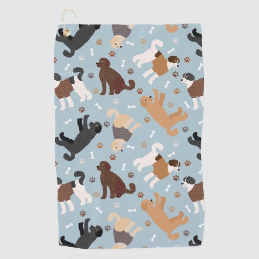 Labradoodle / Goldendoodle Bones and Paws Golfhanddoek (Voorkant)