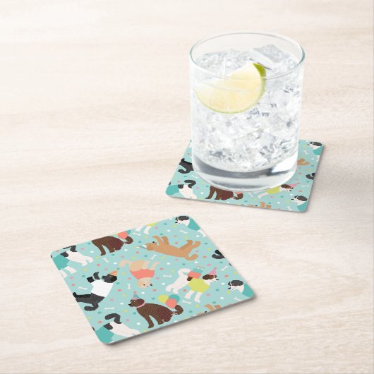 Labradoodle / Goldendoodle Verjaardagsfeest Kartonnen Onderzetters (Insitu)