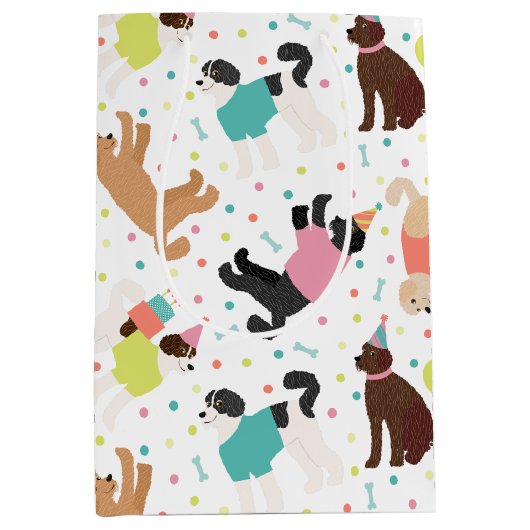 Labradoodle / Goldendoodle Verjaardagsfeest Medium Cadeauzakje (Voorkant)
