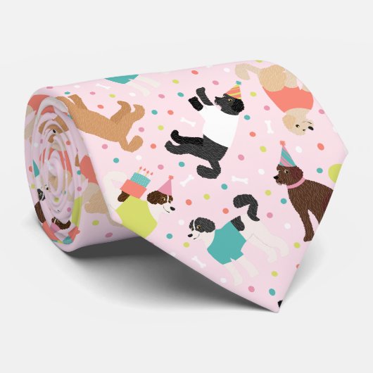 Labradoodle / Goldendoodle Verjaardagsfeest Stropdas (Opgerold)