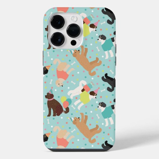 Labradoodle / Goldendoodle verjaardagsfeestje iPhone Hoesje (Achterkant)