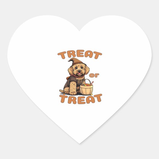 Labradoodle Halloween Dog Costume �Treat or Treat� Hart Sticker (Voorkant)