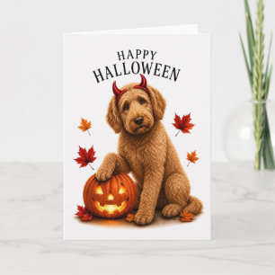 Labradoodle Halloween Duivels Hond Kaart