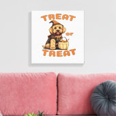Labradoodle Halloween honden kostuum �Trakteer of Canvas Afdruk (Insitu (Woonkamer))