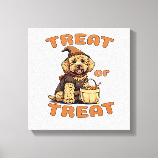 Labradoodle Halloween honden kostuum �Trakteer of Canvas Afdruk (Voorkant)