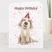 Labradoodle, Happy Birthday Kaart (Voorkant)