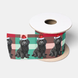 Labradoodle Holiday Plaid Funny Dog Christmas Satijnen Lint