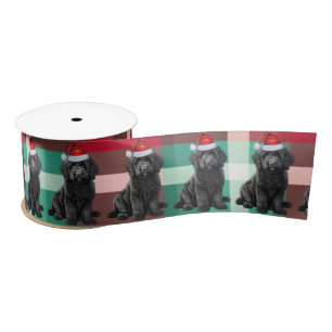 Labradoodle Holiday Plaid Funny Dog Christmas Satijnen Lint