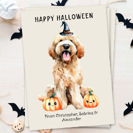 labradoodle hond gelukkig halloween feestdagenkaart