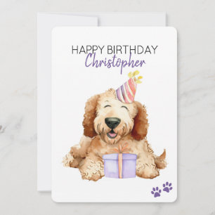 Labradoodle Hond Gepersonaliseerd Gelukkige Verjaa Kaart
