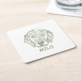 Labradoodle Hond gepersonaliseerde Hand Drawing Kartonnen Onderzetters (Schuin)