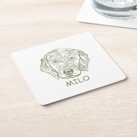 Labradoodle Hond gepersonaliseerde Hand Drawing Kartonnen Onderzetters (Schuin)